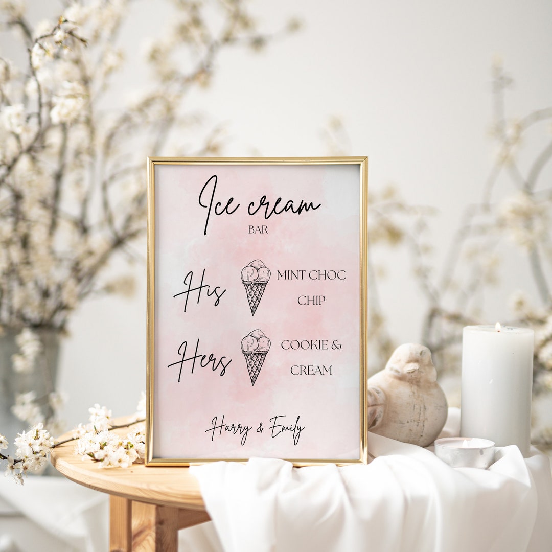 Ice Cream Bar Sign INSTANT DOWNLOAD Minimalist Ice Cream Flavours ...