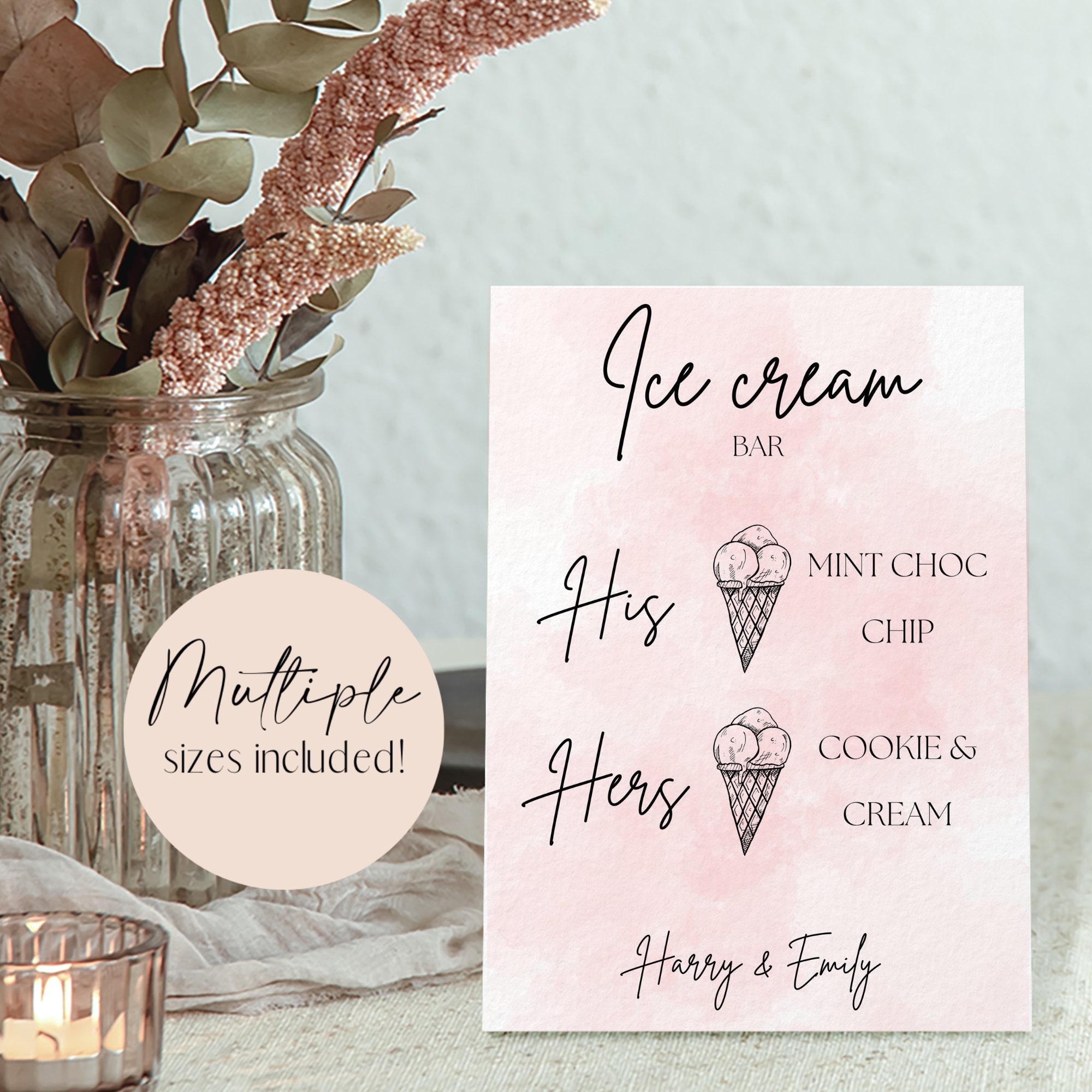 Ice Cream Bar Sign INSTANT DOWNLOAD Minimalist Ice Cream Flavours ...