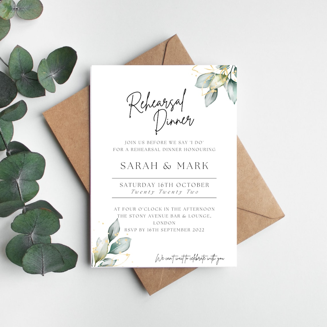 Editable Rehearsal Dinner Invitations Canva Template Sage image 1