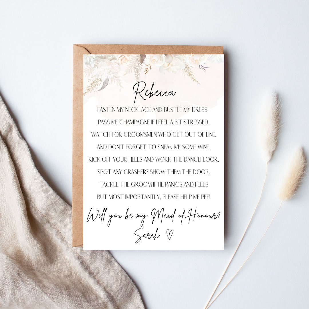 Maid of Honour Proposal Template Instant EDITABLE DOWNLOAD Will You Be Maid of Honour Proposal Template Instant EDITABLE DOWNLOAD Will You Be