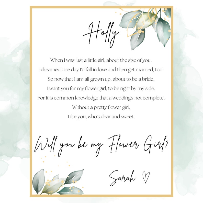 Flower Girl Proposal Template Instant EDITABLE DOWNLOAD Etsy