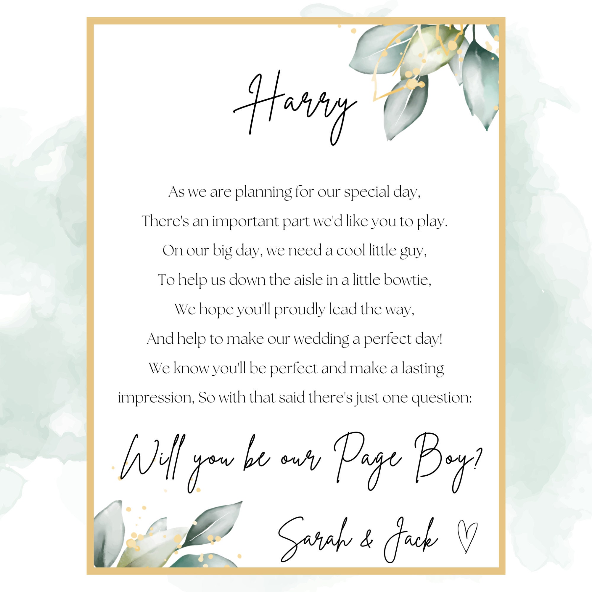 Page Boy Proposal Template Instant EDITABLE DOWNLOAD Will - Etsy