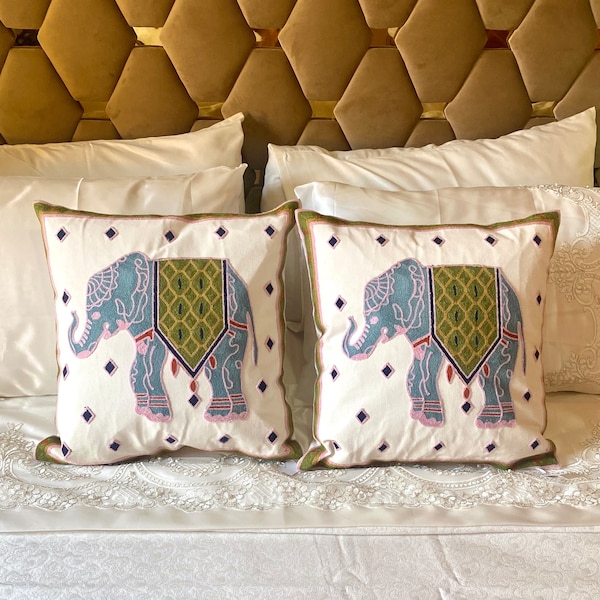 Elephant Cushion/pillow Cover,Embroidery colourful,Home decoration