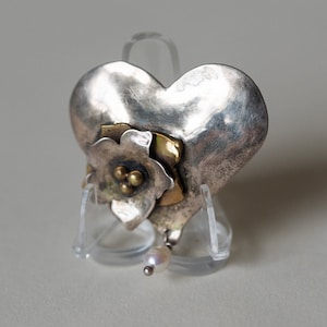 Sterling Vintage Heart Brooch