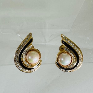 Christian Dior Clip on Rhinestone Earrings