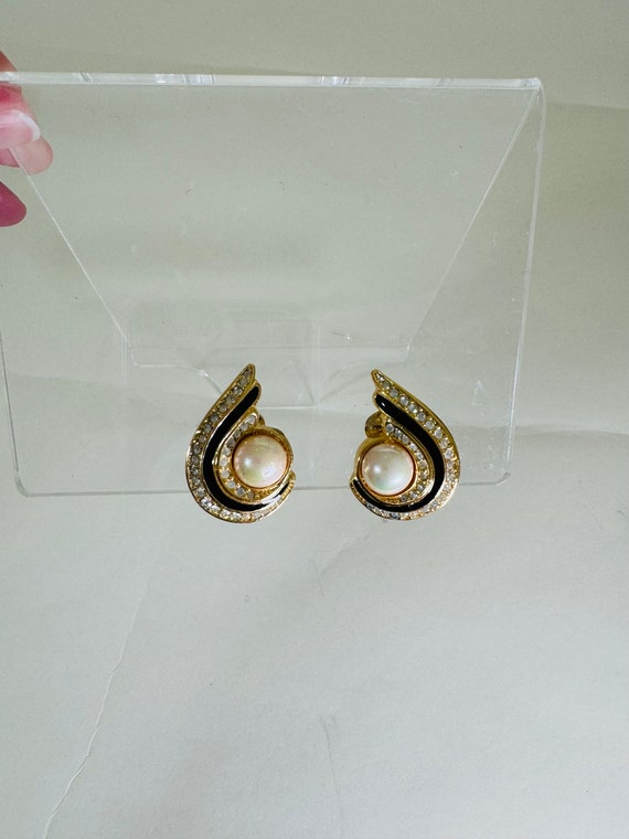 Christian Dior Clip on Rhinestone Earrings