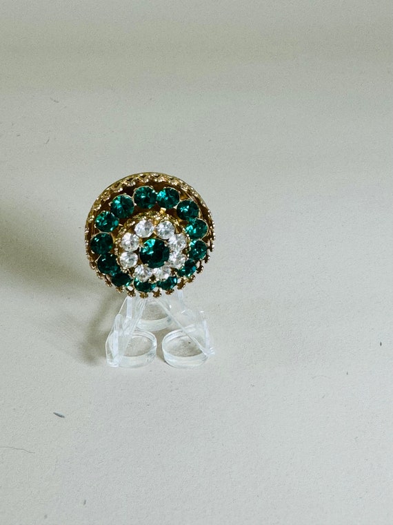 1940 Coro Green and White Stone Brooch