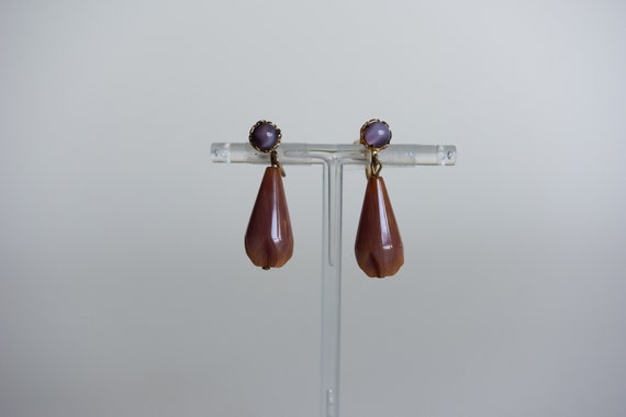 60-70s Dangle Earrings and Metal Brooch - image 4