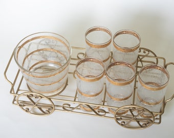60-70s Culver Icicle Glasses with Wagon Caddy