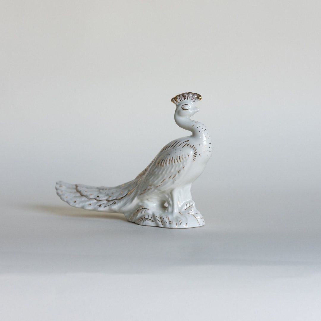 6070s Vintage Peacock Statue Etsy