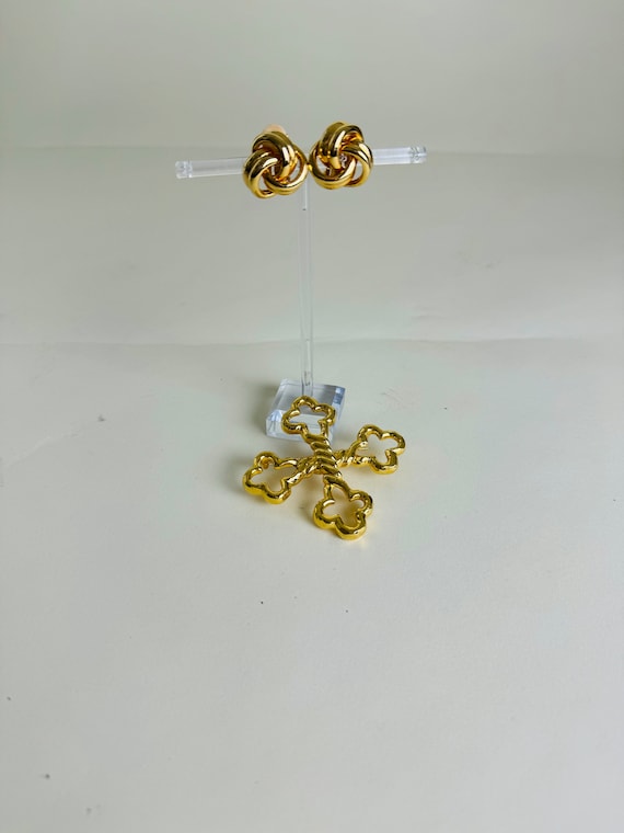 80's Premier Brooch and coordinated clip on earrin