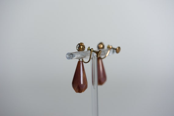 60-70s Dangle Earrings and Metal Brooch - image 8