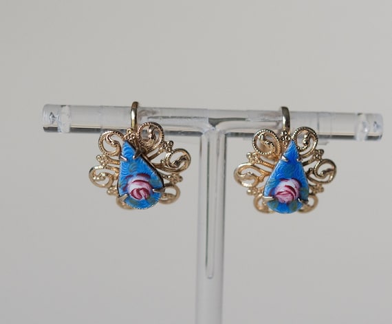 60-70s Vintage Hand Painted Earrings - image 1