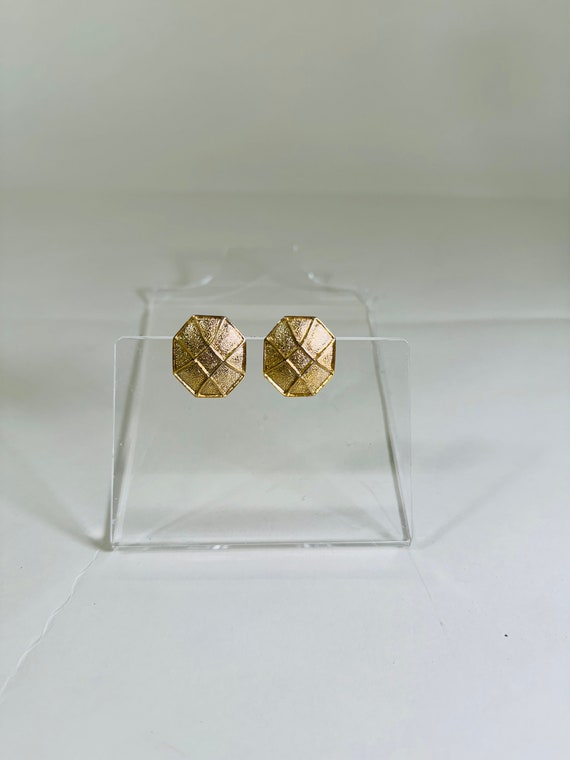 70-80s Paulo Gucci clip on Octagon Gold earrings