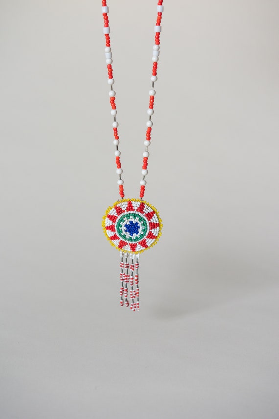 Vintage Native American Beaded Necklace - image 2