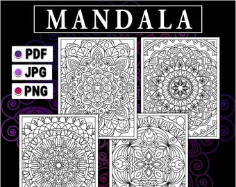 Printable Mandala Coloring Pages For Adults. Relaxing Geometric Mandala Coloring Book. Mandala For Kids, Teens. Stress Relief Coloring Pages