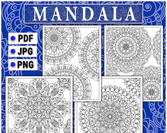 Printable Mandala Coloring Pages For Adults. Relaxing Mandala Coloring Book. Stress Relief Coloring Pages. PDF Digital Download