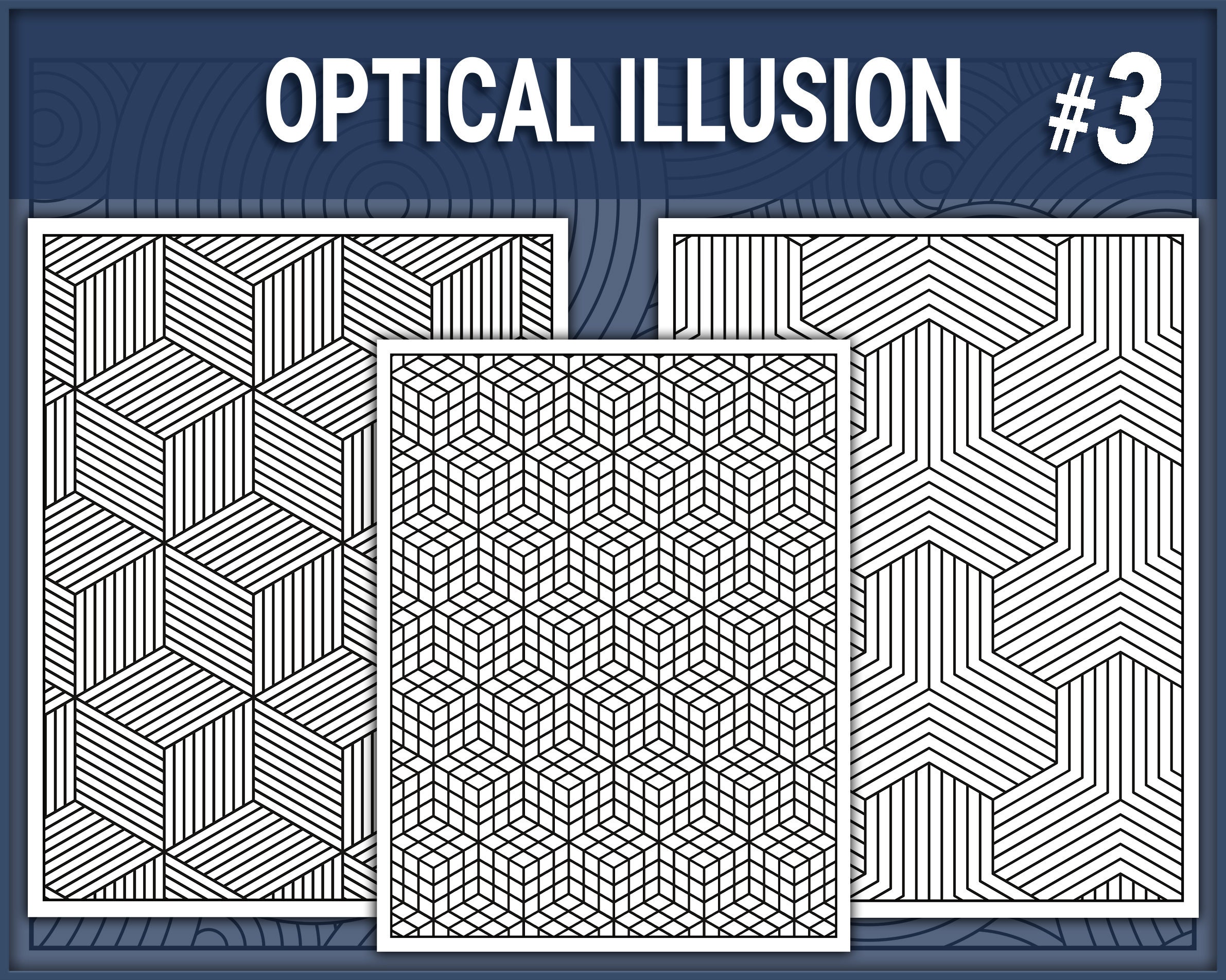 60 Optical Illusion Coloring Pages Vol 1, Vol 2, Vol 3, Vol 4 ...