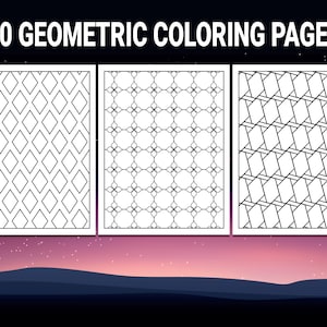 大人向けの幾何学模様の塗り絵 30 ページ。幾何学模様のデジタル塗り絵 - すぐにダウンロード