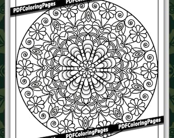 Mandala Coloring Pages: 40 Round Geometric Floral Designs (PDF Download)
