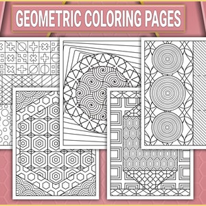 Abstract Geometric Coloring Book: 15 Mixed Pattern Pages (PDF Digital Download)