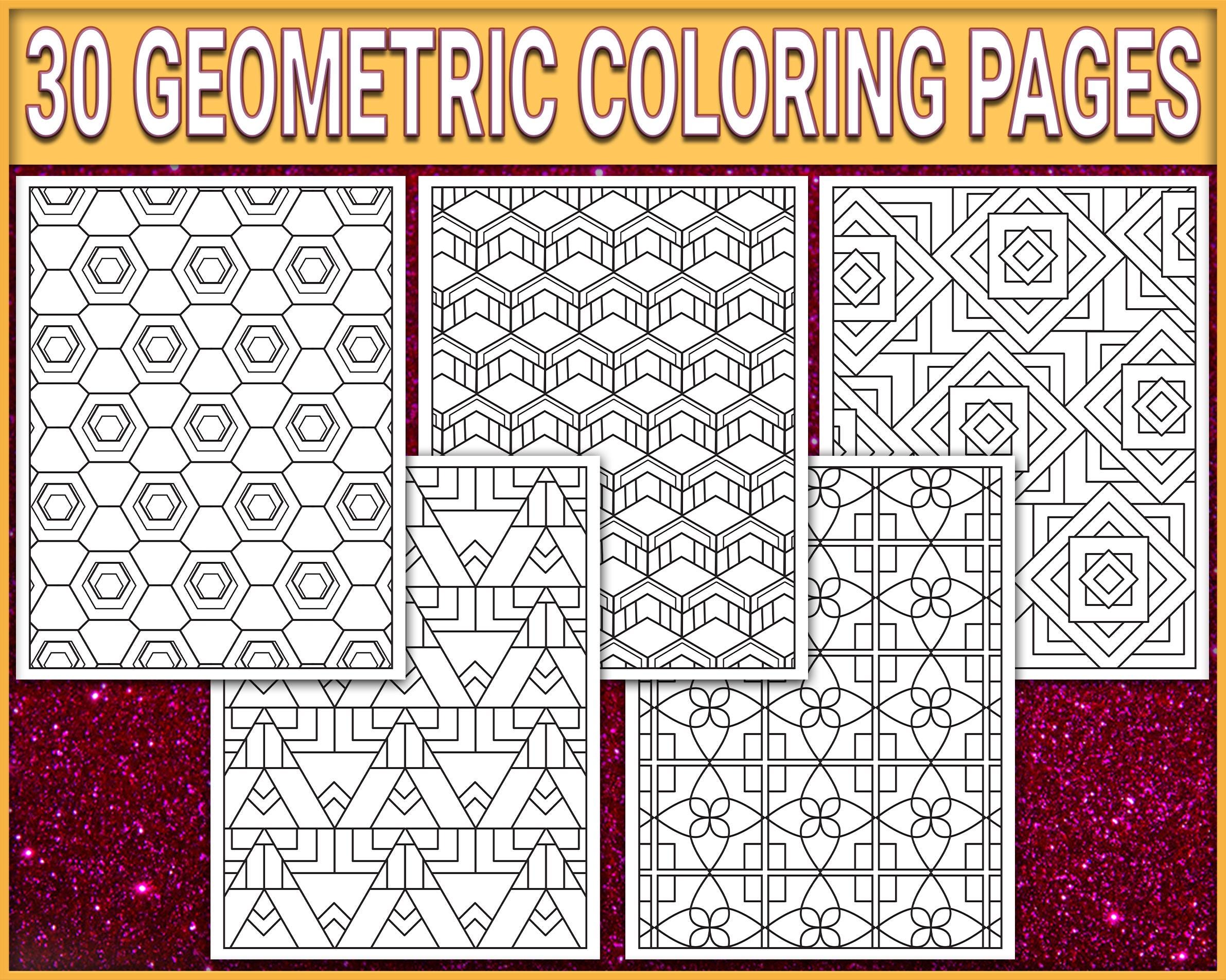 Downloadable Geometric Patterns 30 Geometric Pattern Coloring Pages: Abstract Shapes (PDF Digital ...