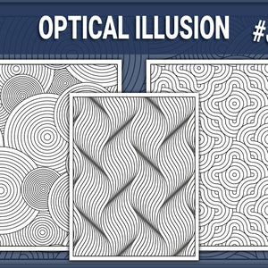 15 3D 錯覚ぬり絵ページ Vol. 3、幾何学的形状、抽象パターンの大人向けぬり絵ブック、PDF デジタル ダウンロード