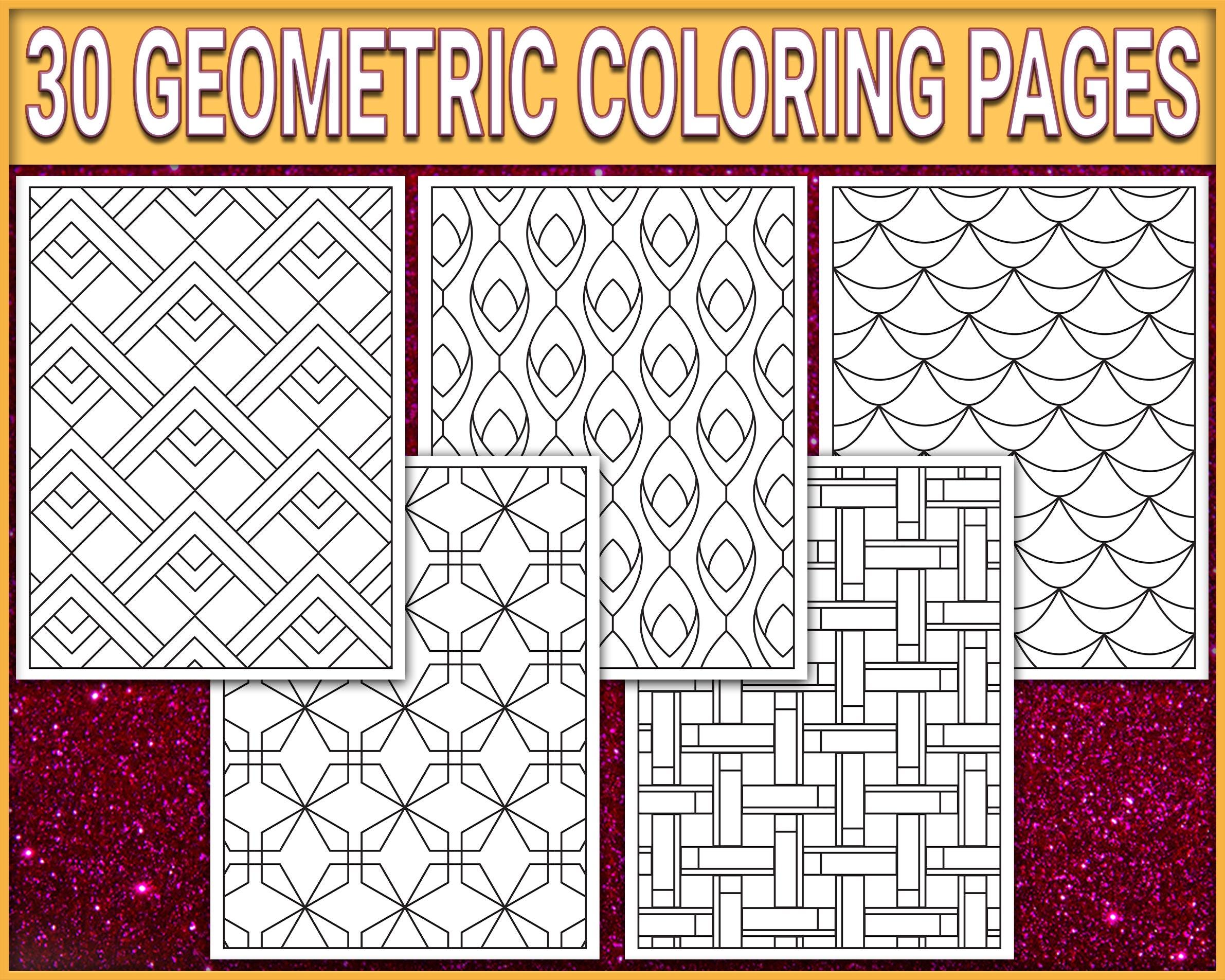 Downloadable Geometric Patterns 30 Geometric Pattern Coloring Pages: Abstract Shapes (PDF Digital ...