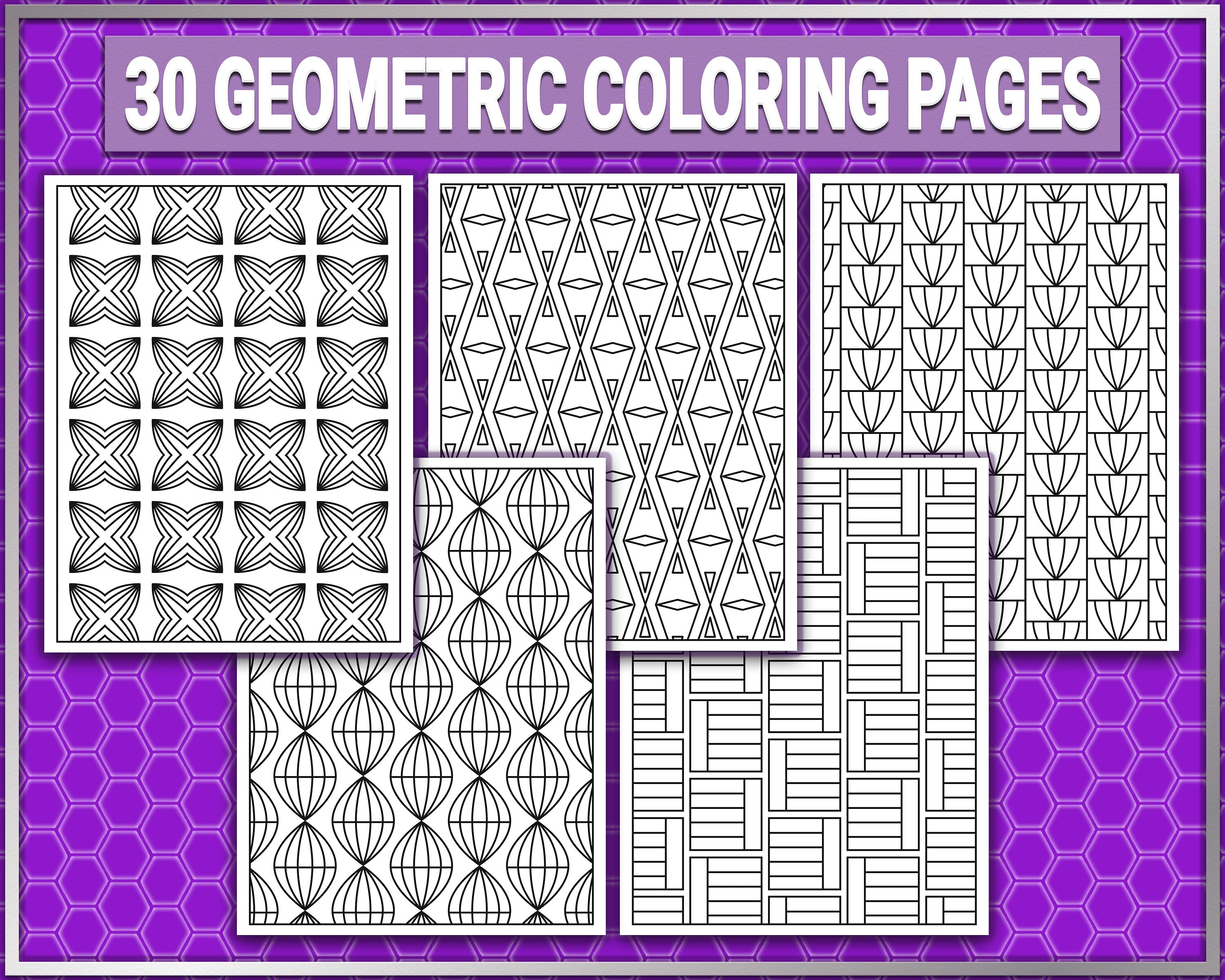 3D Geometric Pattern Coloring Pages: Abstract Designs (PDF) - Etsy