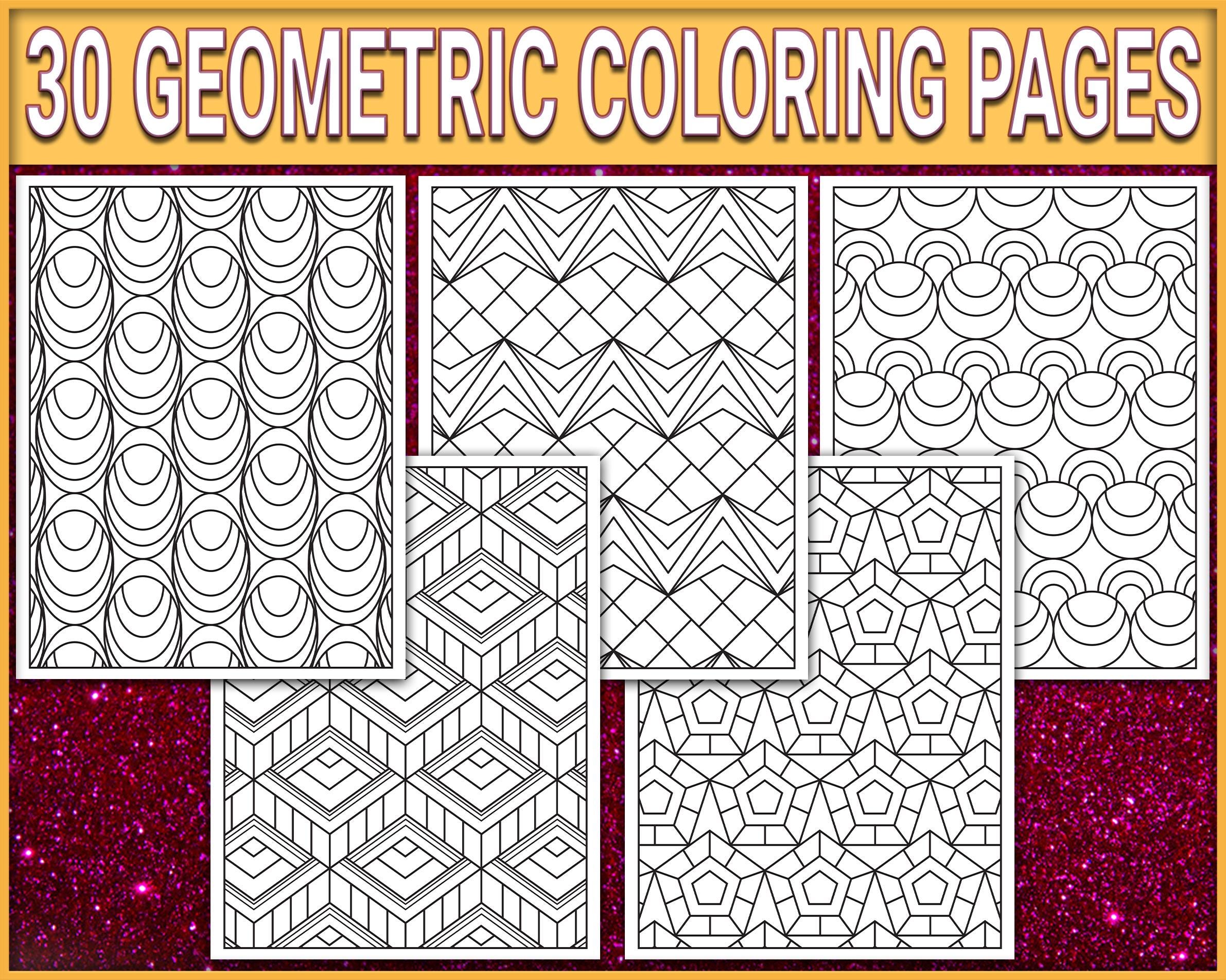 Downloadable Geometric Patterns 30 Geometric Pattern Coloring Pages: Abstract Shapes (PDF Digital ...