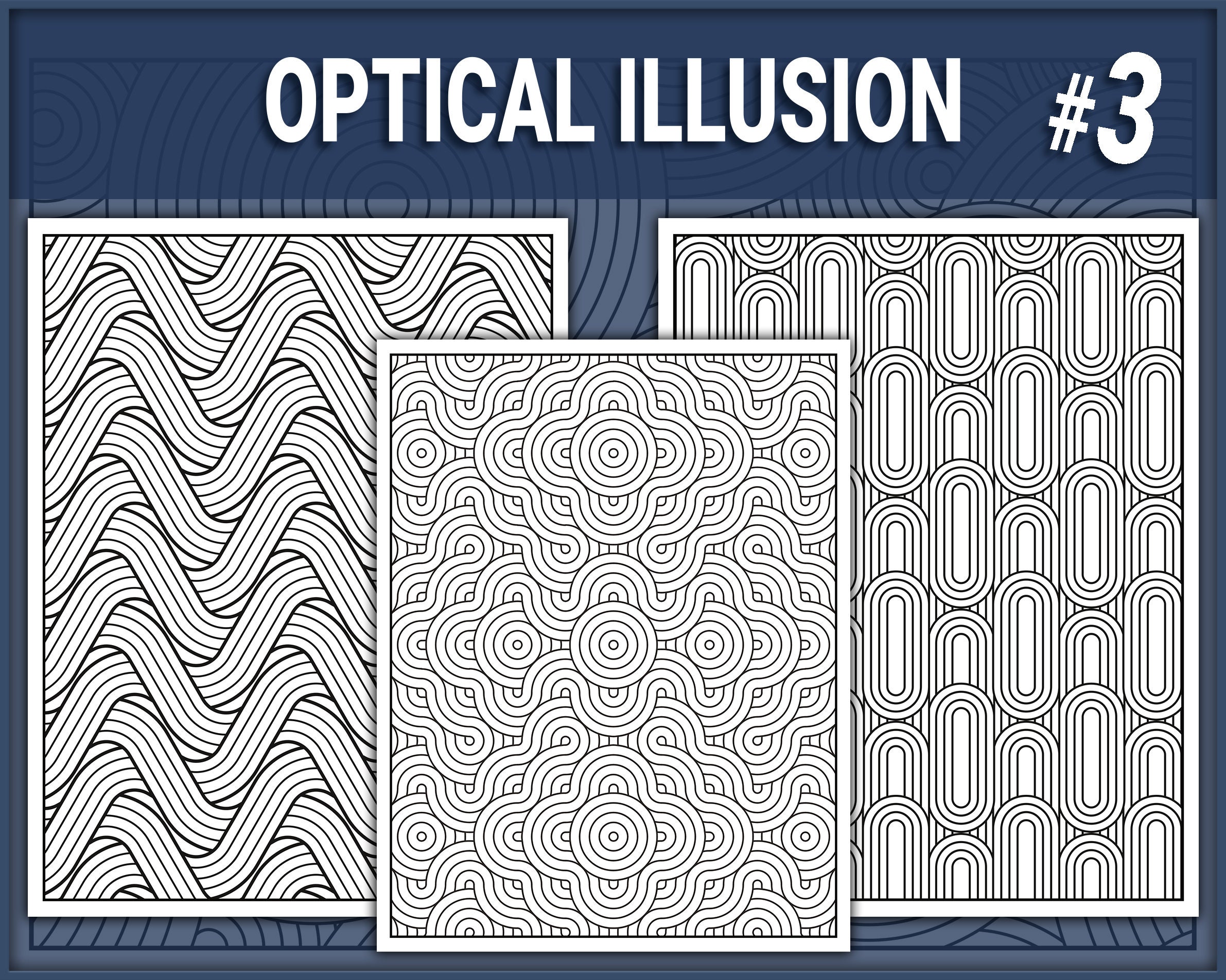 60 Optical Illusion Coloring Pages Vol 1, Vol 2, Vol 3, Vol 4, Geometric Shapes, Abstract ...