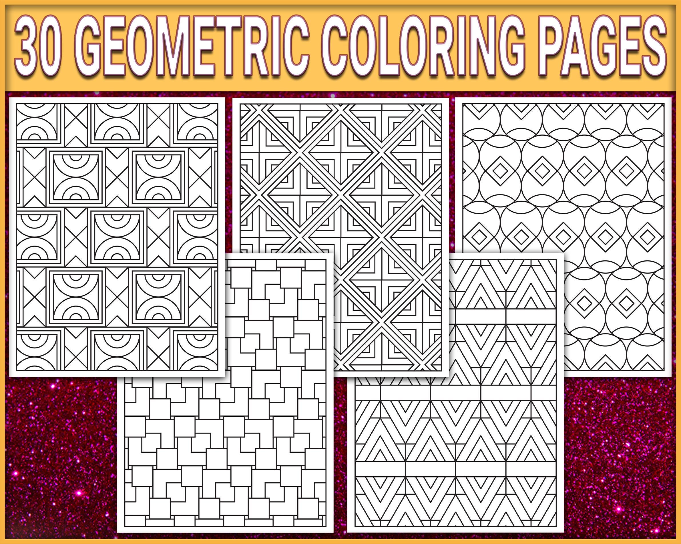 Downloadable Geometric Patterns 30 Geometric Pattern Coloring Pages: Abstract Shapes (PDF Digital ...