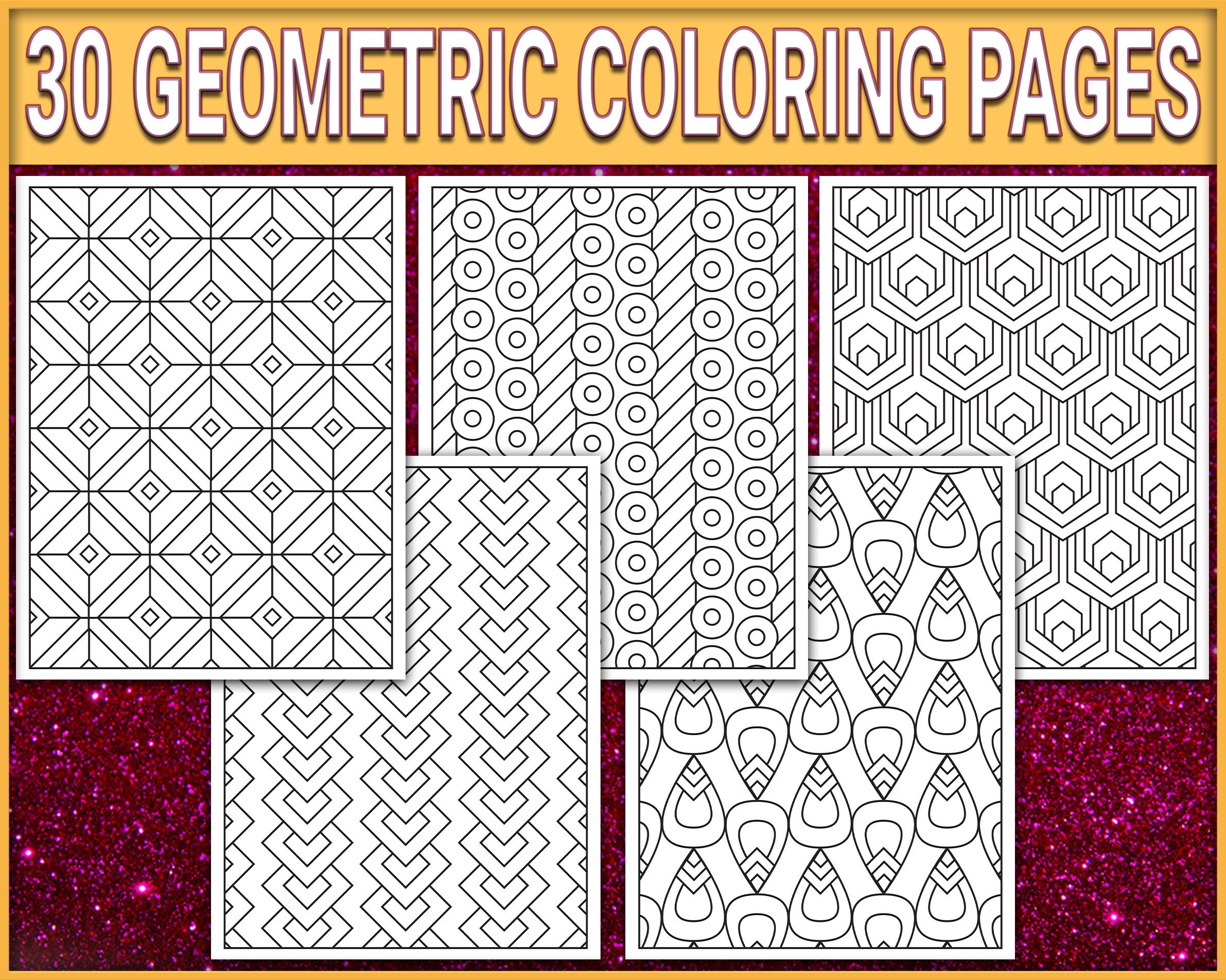 Downloadable Geometric Patterns 30 Geometric Pattern Coloring Pages: Abstract Shapes (PDF Digital ...