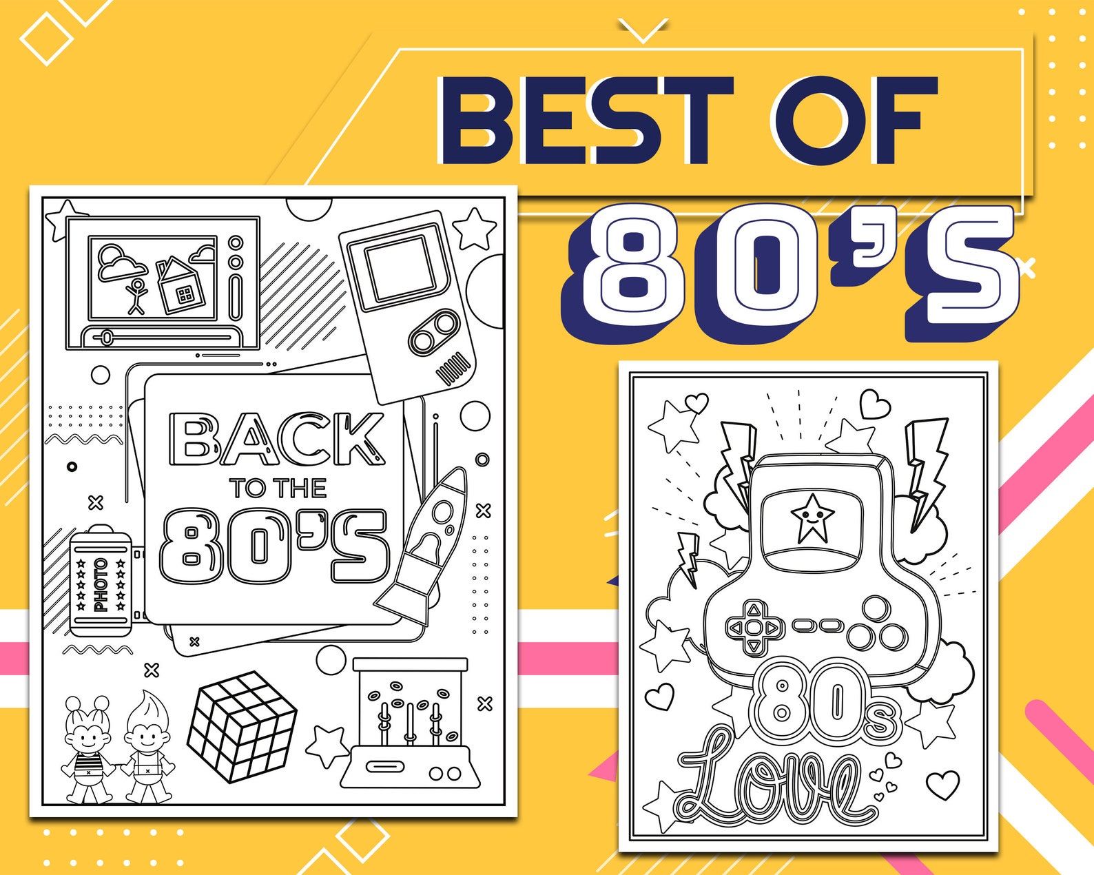 Printable 80s Coloring Pages, Retro Nostalgia (PDF Download) - Etsy