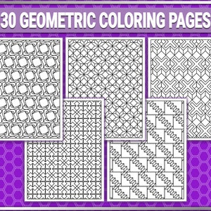 May include: 30 Geometric Coloring Pages: A set of 30 printable coloring pages featuring black and white geometric patterns. These pages are perfect for adults and children who enjoy coloring and creating art.