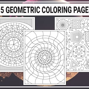 Geometric Pattern Coloring Book: 15 Abstract Designs (Digital Download)