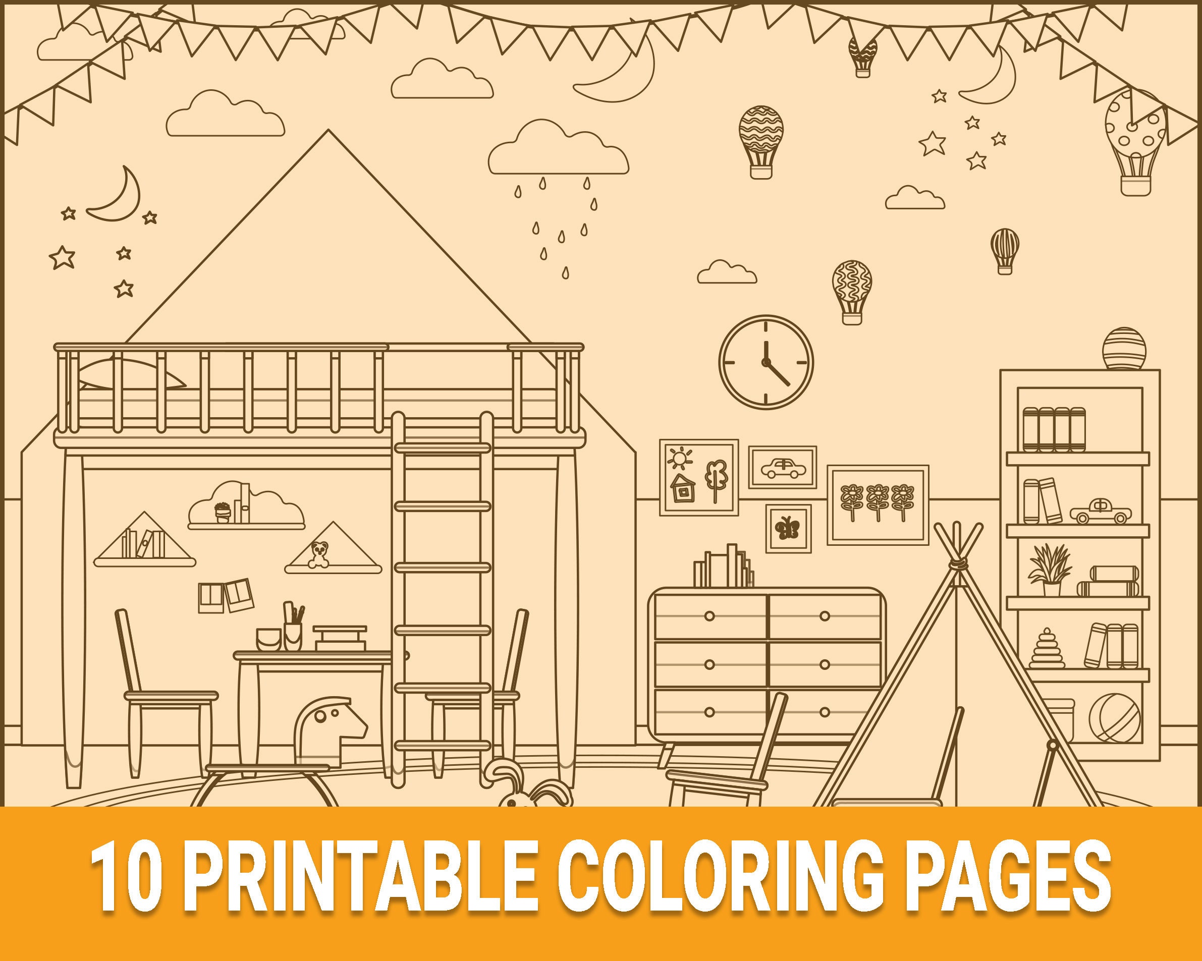 10 Printable Coloring Pages for Adults: Sweetest Home Interior Design