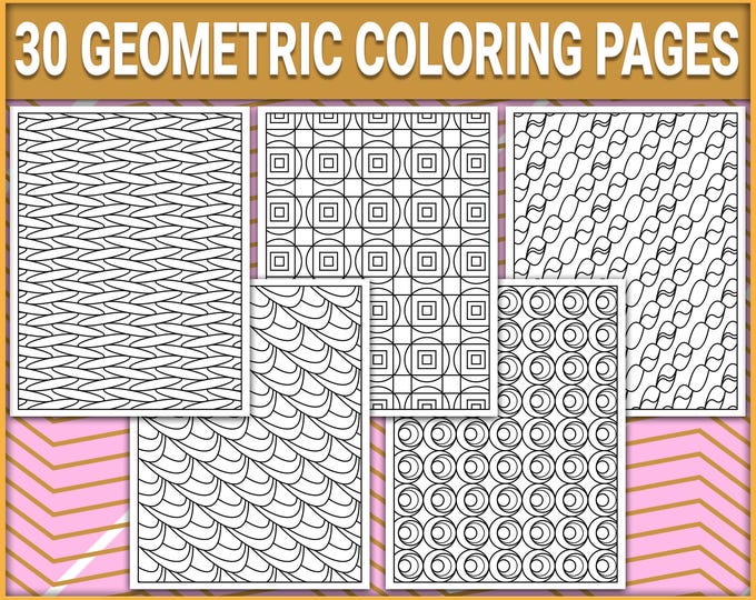 30 Abstract Pattern Coloring Pages, Geometric Shapes and 3D Patterns ...