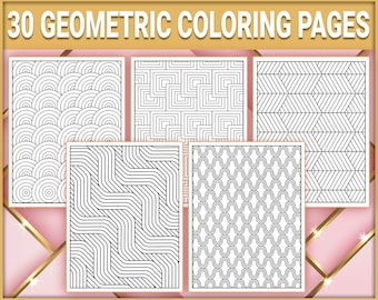 Abstract Geometric Coloring Book: 3D Patterns, Stress Relief (PDF Digital Download)