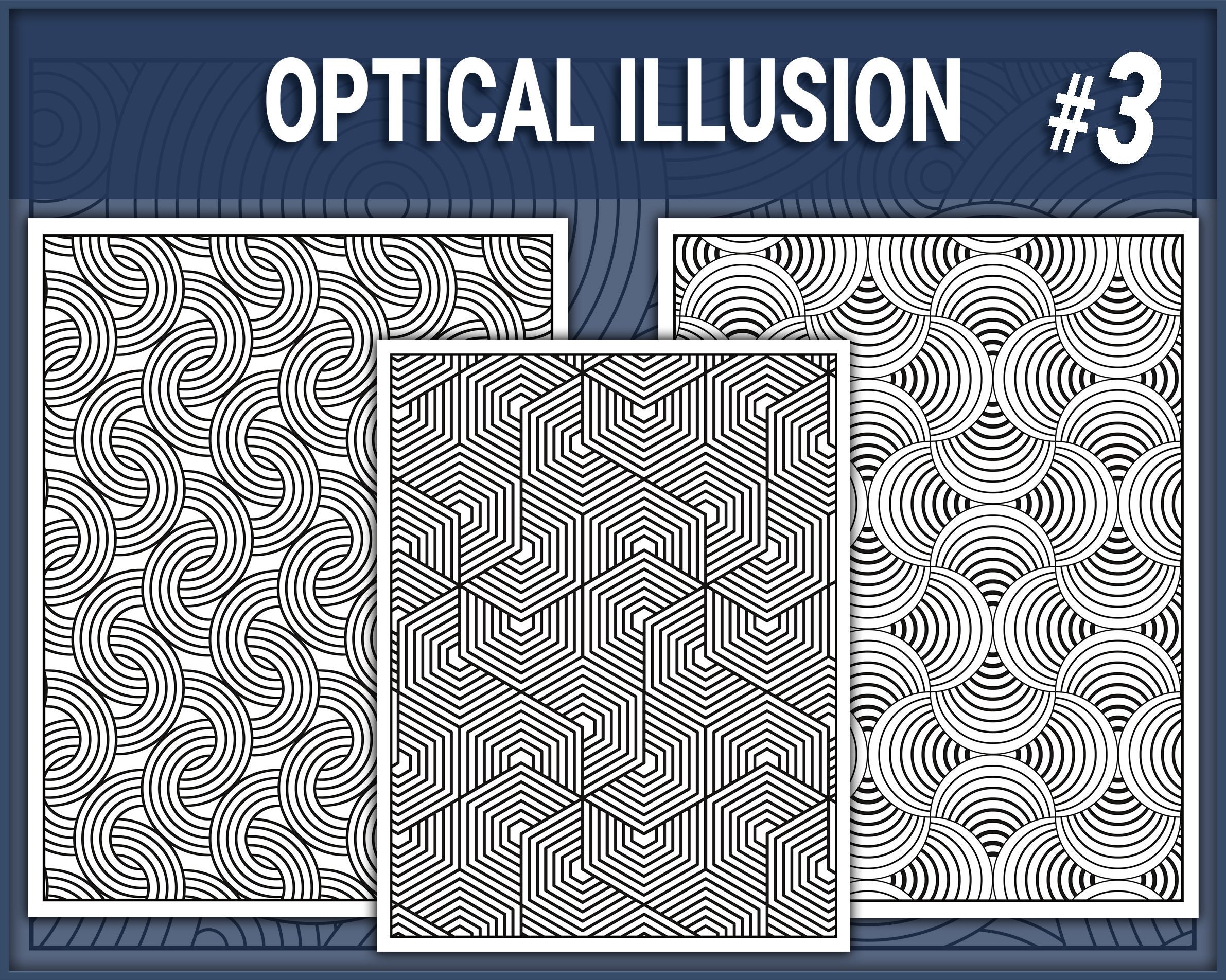 60 Optical Illusion Coloring Pages Vol 1, Vol 2, Vol 3, Vol 4