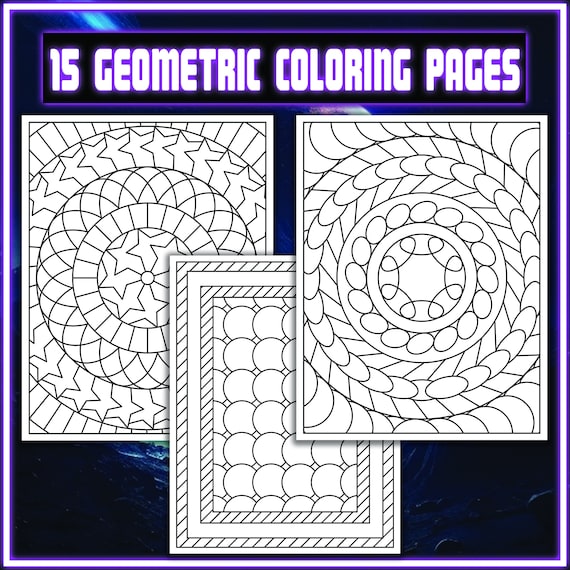 15 Abstract Pattern Coloring Pages, Geometric Shapes and 3D Patterns  Coloring Book for Adults, Abstract Pattern Sheets. Digital Download 