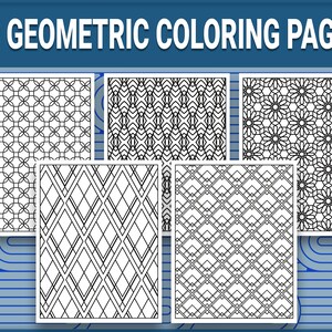 May include: A set of 30 geometric colouring pages featuring black and white patterns. The patterns include circles, diamonds, and stars.