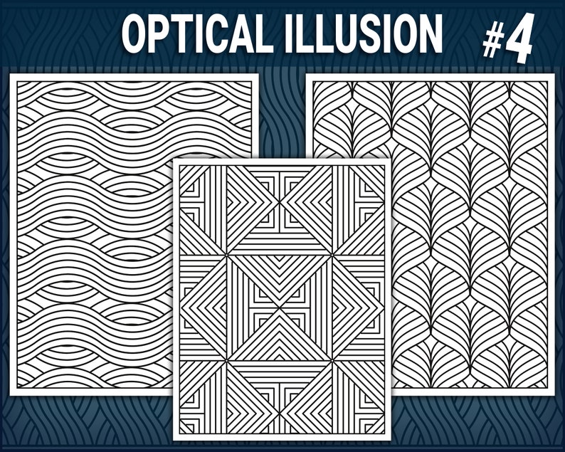 15 3D Optical Illusion Coloring Pages Vol. 4, Geometric Shapes, Abstract Patterns Coloring Book ...