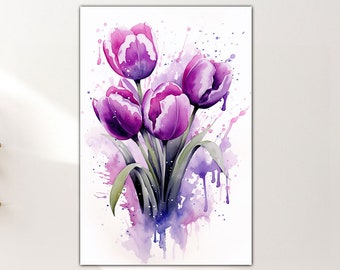 Purple Tulips Abstract Poster sizes A4 A3 A2 A1