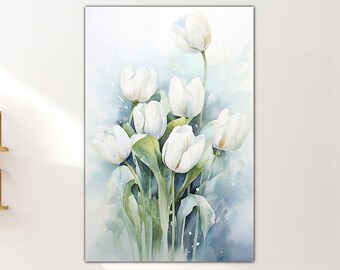 White Tulips Abstract Poster sizes A4 A3 A2 A1