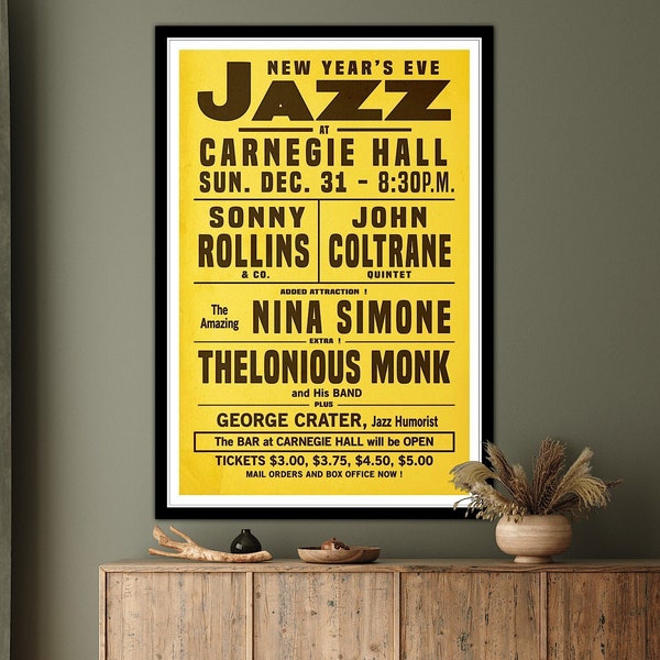 New Years Eve Jazz At Carnegie Hall Vintage Music Art Print  A4 A3 A2 A1 sizes No.1027