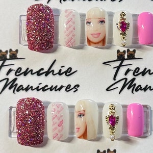 Pink Jewel Barbie Press on Nails