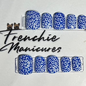 Blue Leopard Print Press on Nails