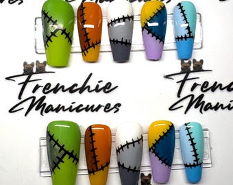Patchwork Halloween Press on Nails