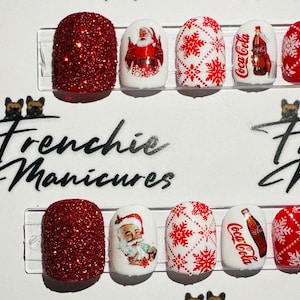 Cola Holiday Santa Christmas Press on Nails